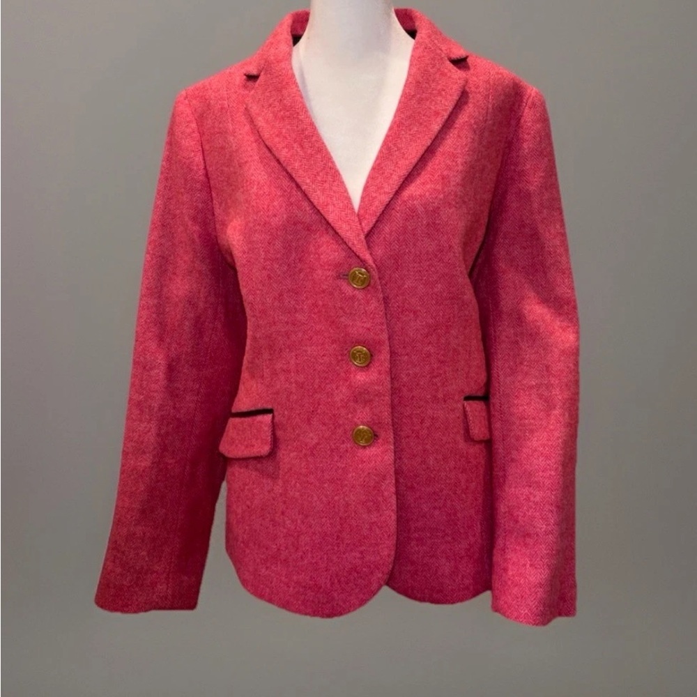 Talbots Vibrant Wool Pink Blazer with Gold Buttons